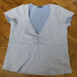 brandy melville blue and white flower crop top